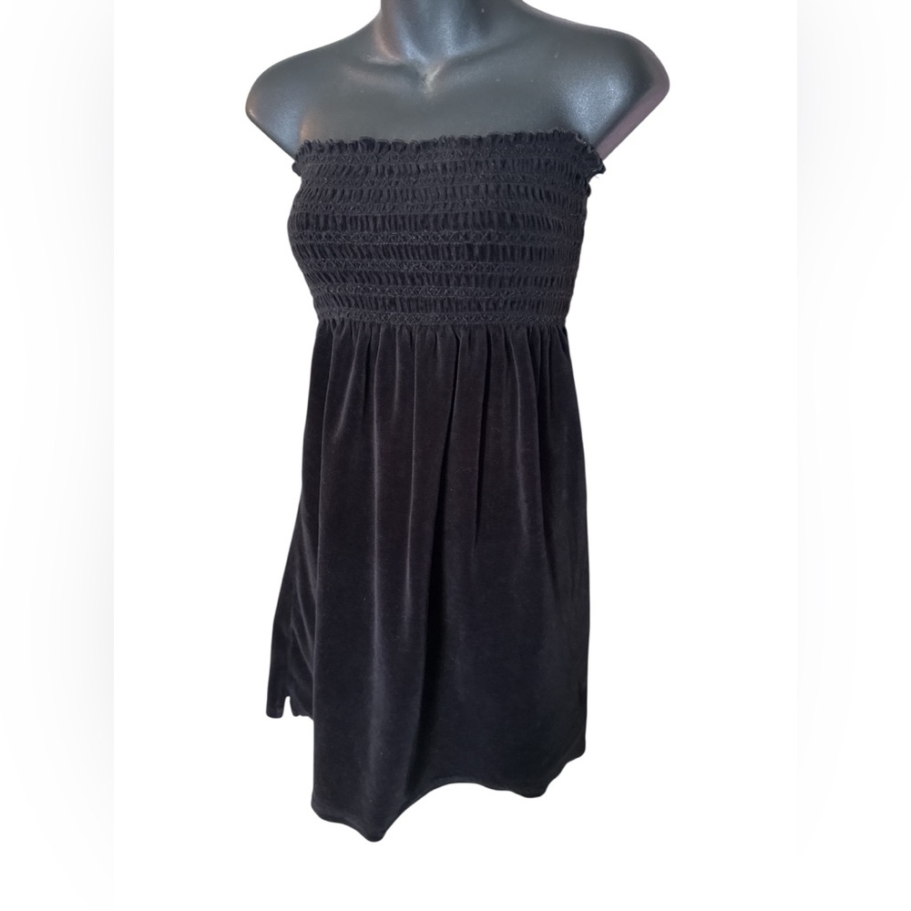 vintage juicy couture L Black velour mini dress Strapless Dress
